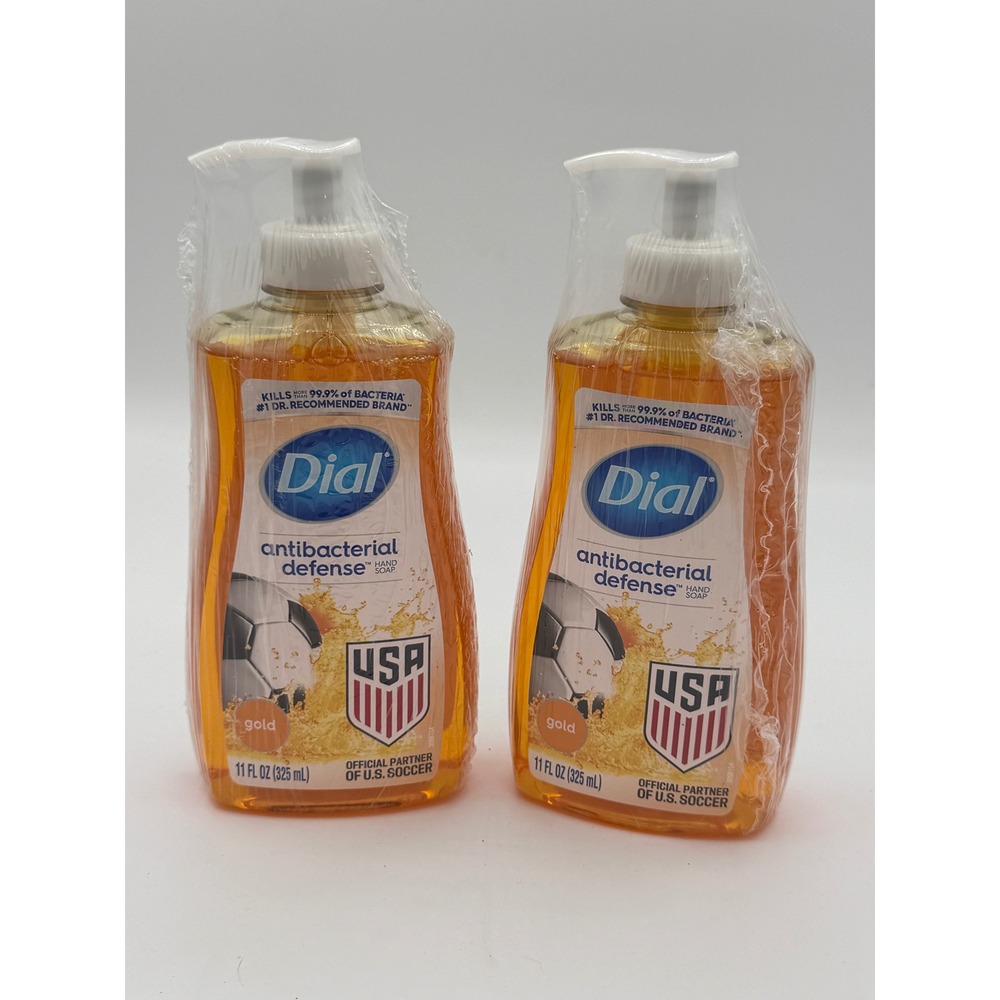 Dial Antibacterial Defense Hand Soap Gold 11oz Pump Bottle 2 Pack USA Soccer